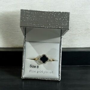 Fine Gold Plated and Black Onyx Clover Ring